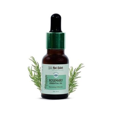 Nat Habit Rosemary Essential Oil, Pure Steam Distilled, For Hair Growth, Acne & Greying Hair, 100% Natural & Therapeutic Grade - 15ml