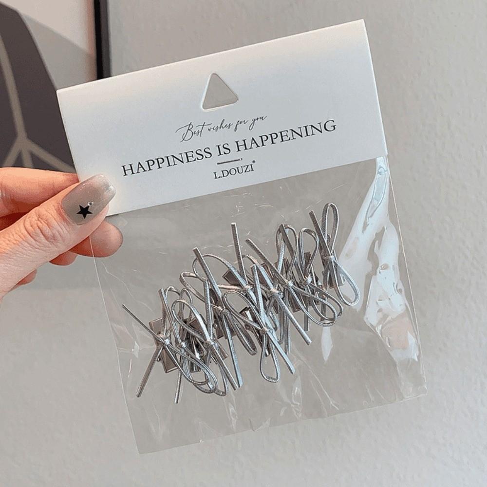 10pcs Dopamine Mini Sided Clips Bow Knot Braided Headwear Sweet Dopamine Hair Pins Hair Accessories