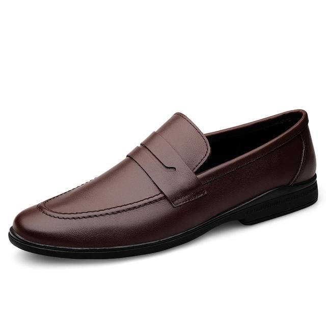 Genuine Leather Breathable Men Casual Shoes Handmade High Quality Cow Leather British Mens Loafers Luxury Flat Dress Shoes Man