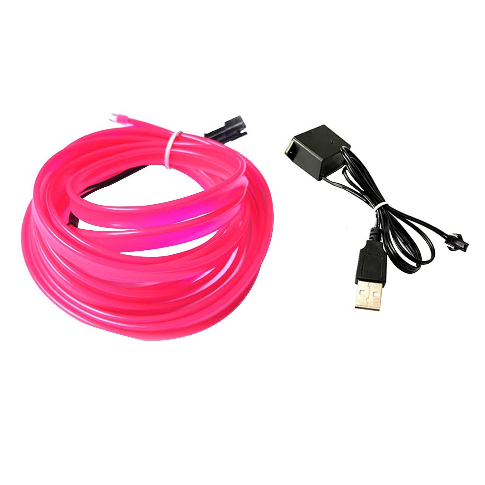 

USB EL Wire 10 M/5 M/3 M Гибкая неоновая световая трубка DC 5 В Неоновая трубка Освещение салона автомобиля Световая полоса для внутренней отделки Декоративная 3 розовый