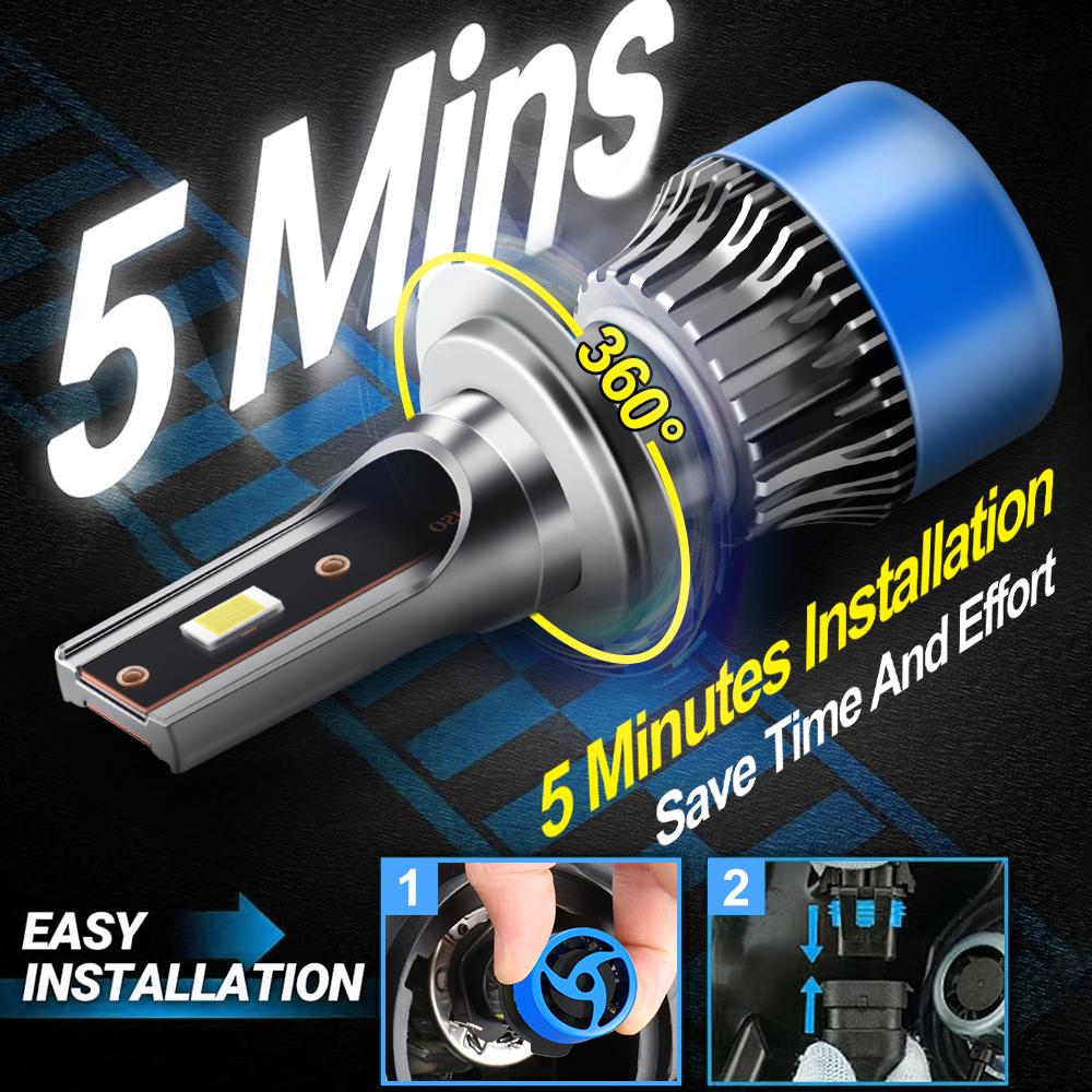 H7 Bulbs 9005/HB3 9006/HB4 H7 H11 H4 H13 9007 Headlight Turbo Auto Fog Lamp 6000K White 29000LM NO Dark Spots 2PCS