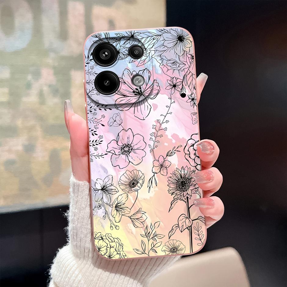Case For Redmi Note13 13Pro 13 Pro+ Oil Painting Flower Anti-fall Minimalist Protector For Xiaomi Redmi Note 13 Pro Plus Funda