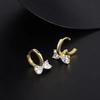 Light Luxury Zircon Bow Earrings For Women Sweet Fresh Temperament Versatile Ear Clip Jewelry