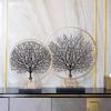 Metal Handicrafts Artificial Plants Tree Trunk Statue Branch Decorative Figurines Geometric Ring Home Decoration Accessories