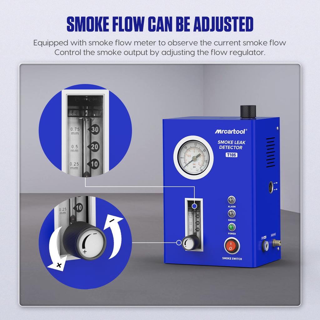 MRCARTOOL T105 Car Smoke Machine Detector Car Fuel Pipe System Vacuum Tester Automotive Smoke Machine Leak Detector