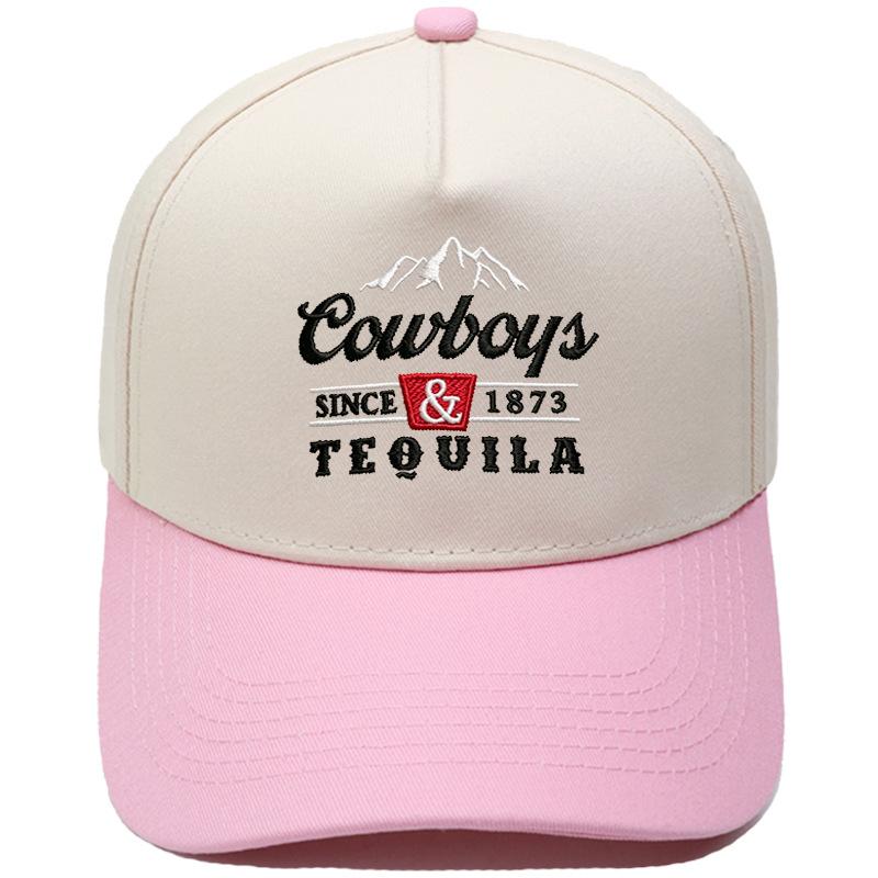 Cowboys & Tequila Cappellino da camionista Ricamo sulla visiera Abbinamento colori vintage Berretto da baseball Maschio Femmina Casual