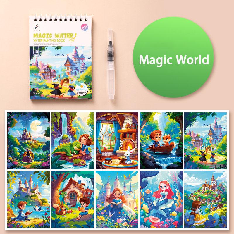 

Книжки-розмальовки водою для малюків 2 3 4 5 6 років Графіті Фентезі Єдиноріг Ліс Морська тварина Малюнки для малювання водою