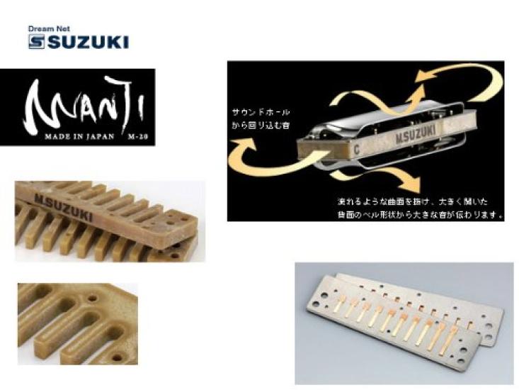SUZUKI MANJI harmonica M-20 LO-F 10-hole