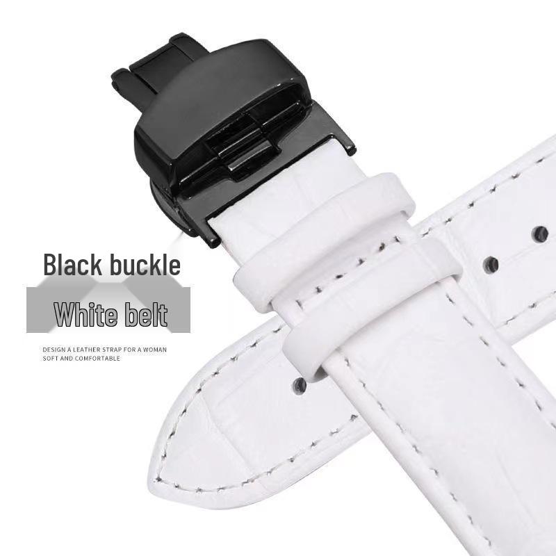 Genuine Leather Rose Gold & Silver Bamboo Pattern Quick Release Watch Strap with Butterfly Buckle (20mm/22mm)