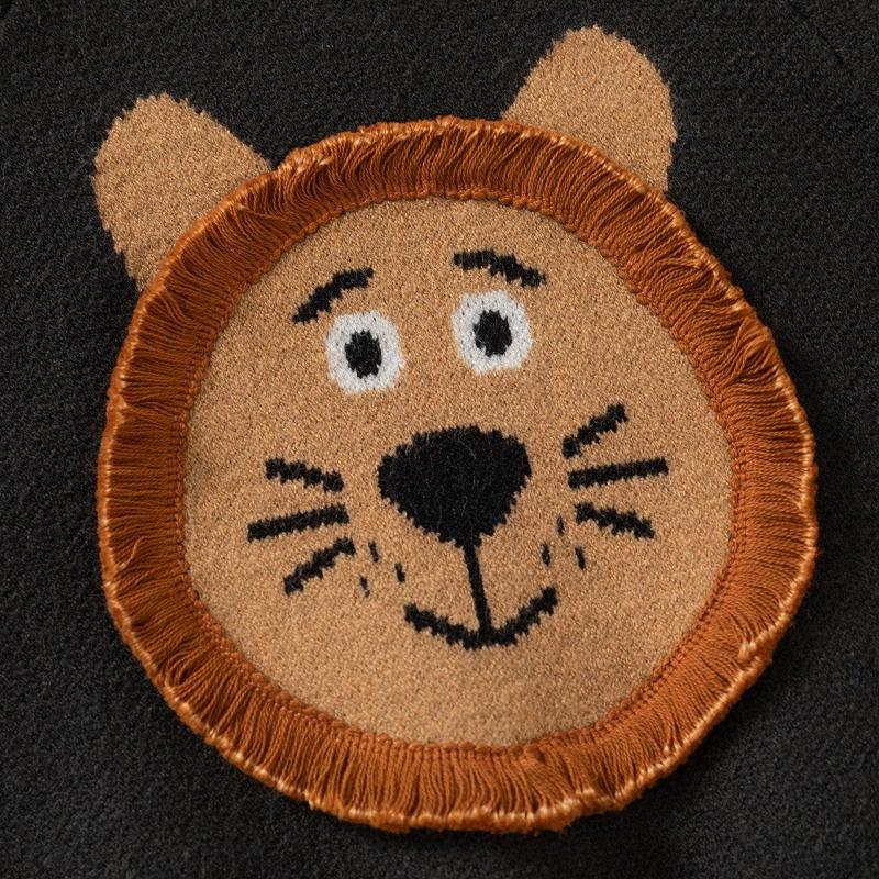 Boys' Autumn and Winte Pullover Sweater Baby Cartoon Lion Knitted Sweater Children's Thread Clothes Children's Clothing