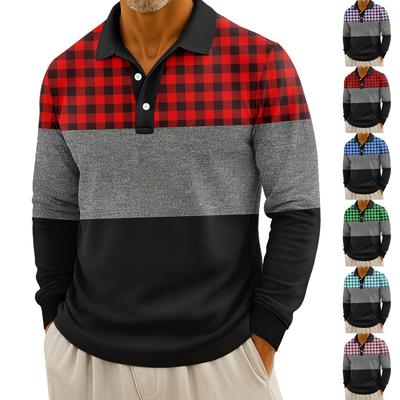 Men's Casual Striped Print Button-Up Long-Sleeve Tops