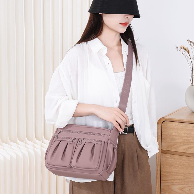 New Trendy One-Shoulder Crossbody Shopping Bag Multi-Compartment Casual Middle-Aged Mother Bag Nylon Cloth Women'S Bag