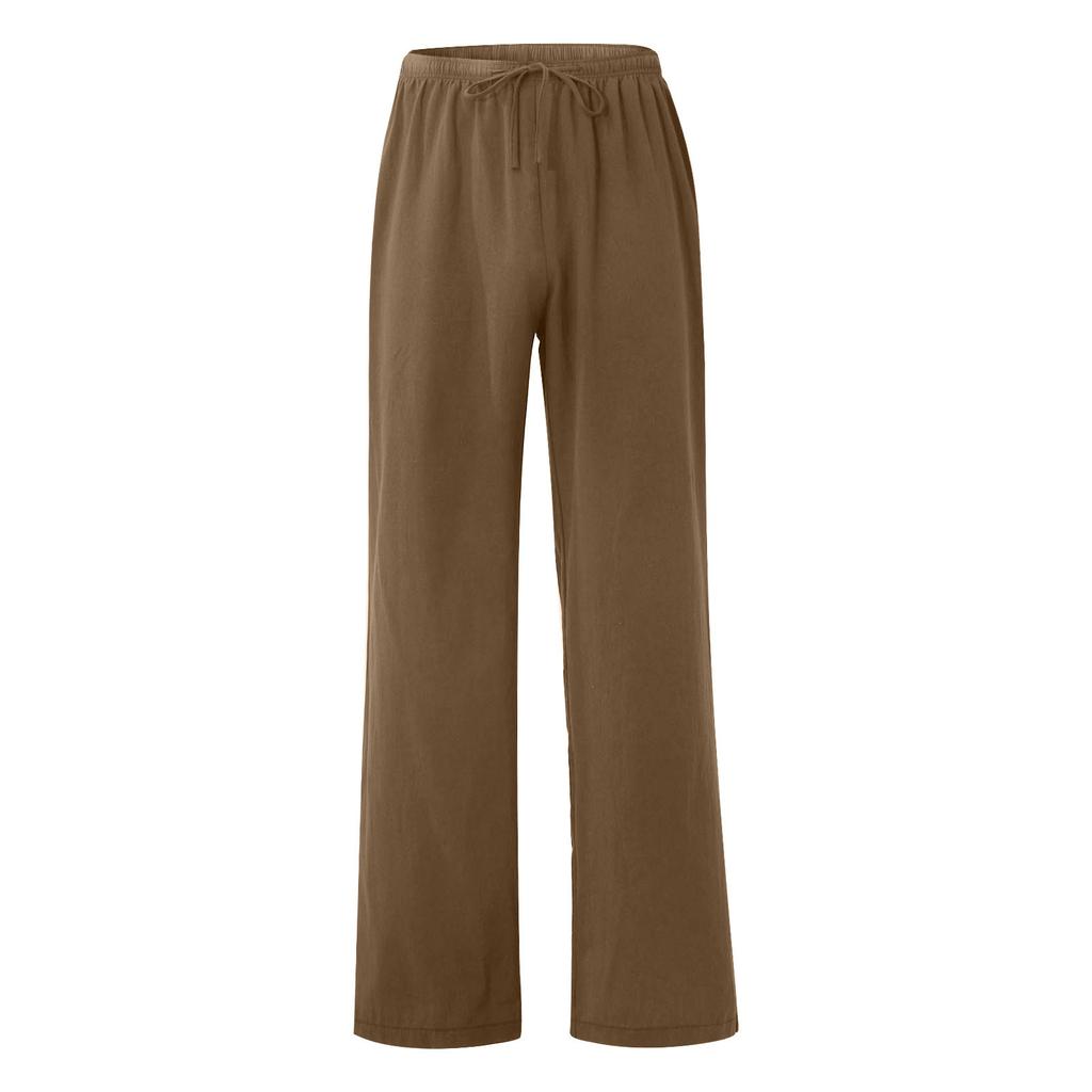Men's Fashion Casual Color Breathable Linen Loose Casual Sports Pants