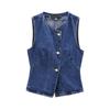 Fashion Style 2024 Fall and Winter New Women's Clothing Silm Denim Sleeveless round Neck Vest Jacket 6147161