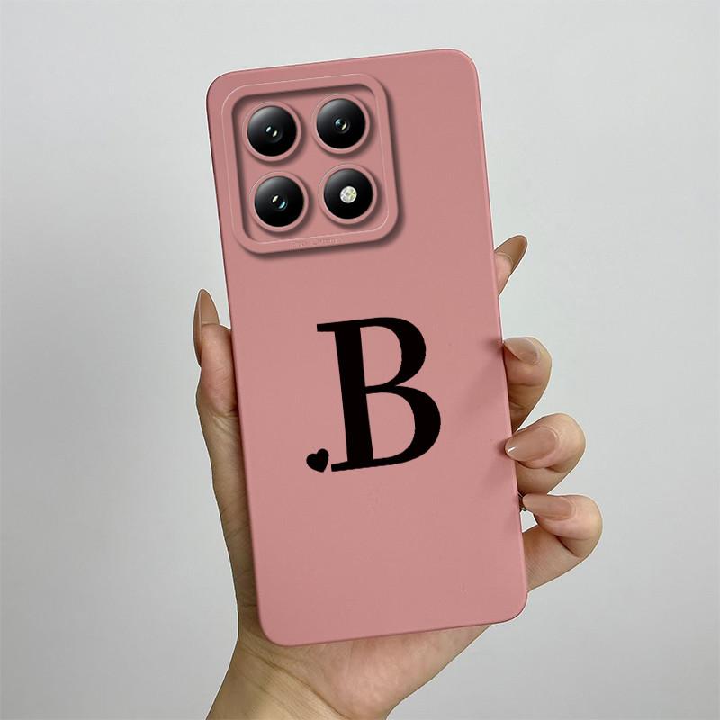 For Xiaomi 14T Pro Case Xiaomi 14T Pro Cover Mi 14T Pro Luxury Initial Letters Square Phone Case Matte Shockproof TPU Back Cover