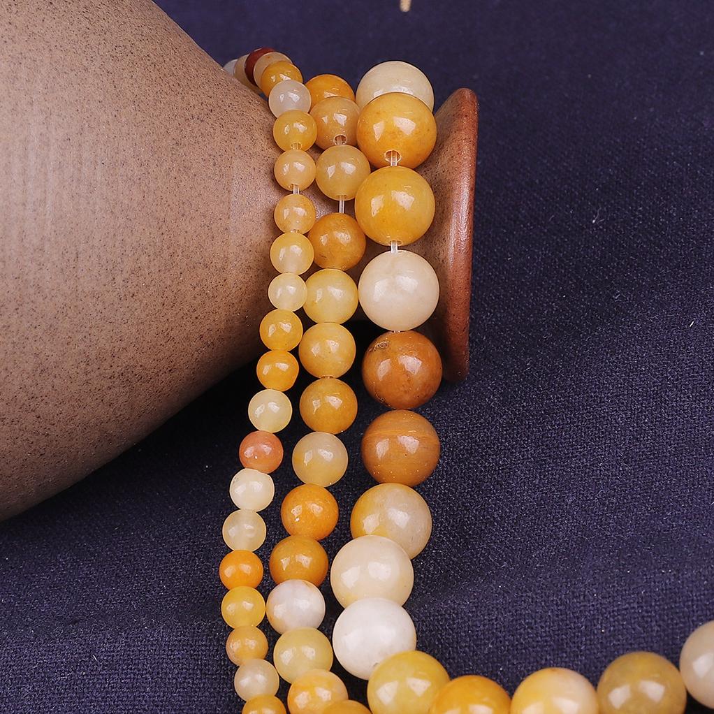 Φυσικές Κίτρινες Χάντρες Νεφρίτη 4/6/8/10/12mm Στρογγυλές Χάντρες Φυσικής Πέτρας Για Κατασκευή Βραχιολιού DIY Κοσμήματα Κολιέ