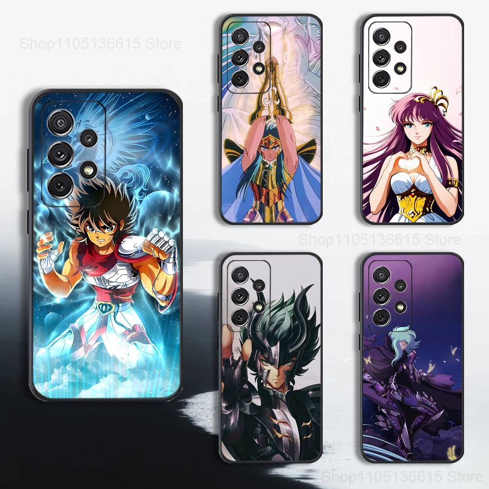 Cool S-Saint S-Seiya Anime Phone Case For Samsung S25,S24,S23,S22,S21,S20,S10,S9,Ultra,Plus,Lite,FE,Soft Silicone Black Cover