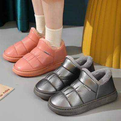 Fashion Women Slippers Comfortable Warm Plush Cotton Slippers Indoor Home Waterproof Non-Slip Thick Sole Couples Shoes New