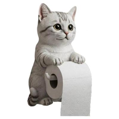 Portarotolo Carta Igienica Gatto Forma Gatto 3D Resina Installazione Semplice Dispenser Carta Igienica Bagno Realistico Salvaspazio