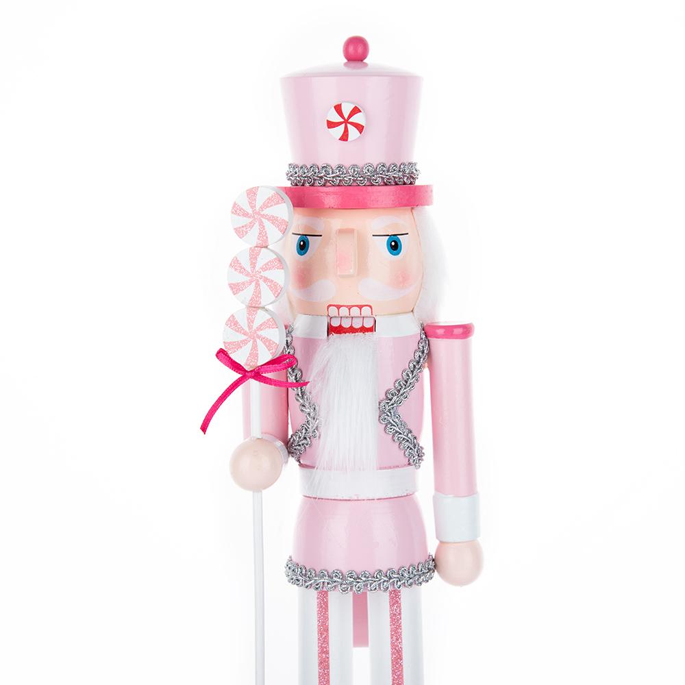 Pink Candy Style Wooden Nutcracker Ornament