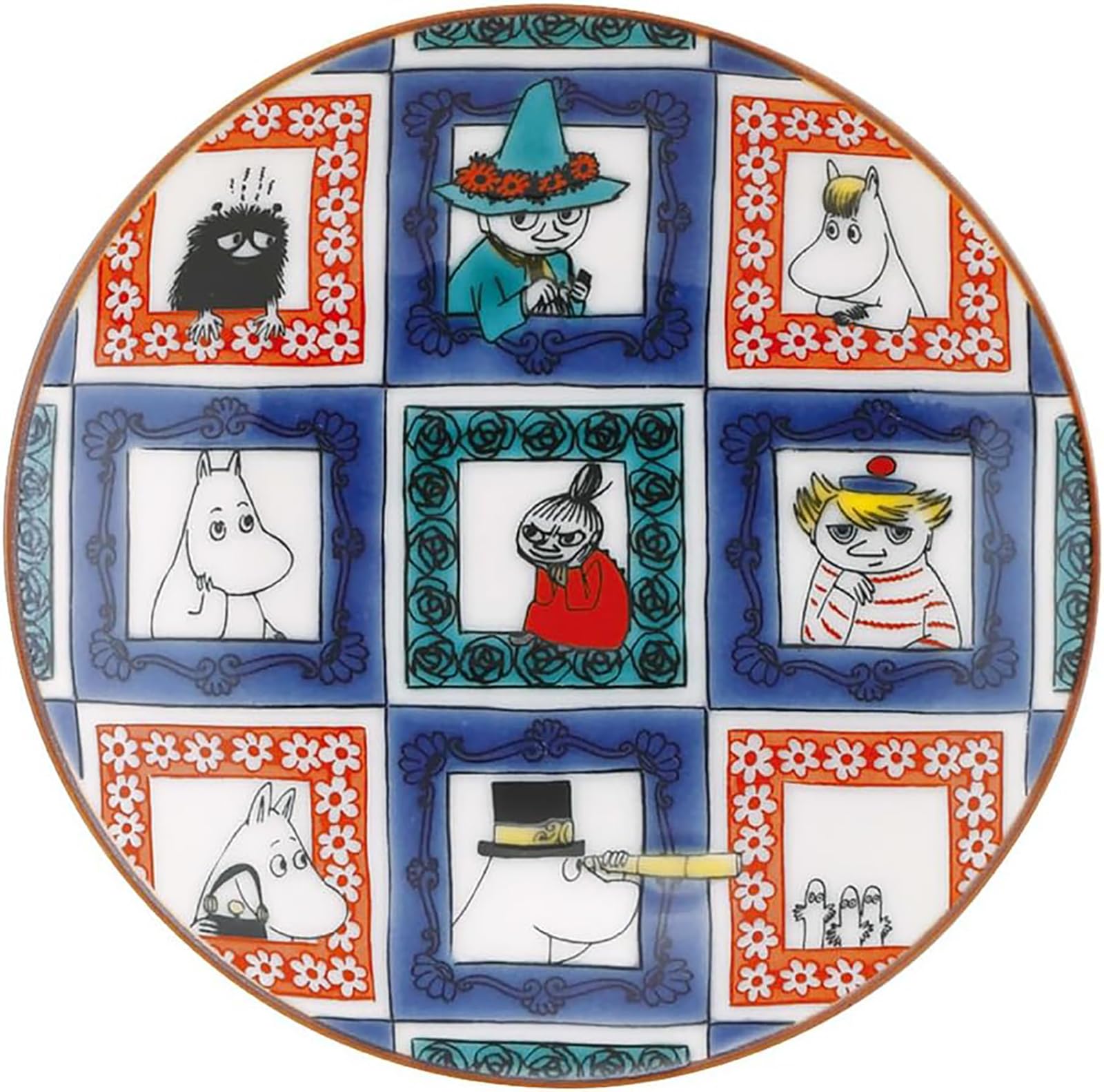 MOOMIN Kutani Ware Small 10cm Diameter Japanese Day Birthday Moomin Scandinavian Yamaka Shoten (Moomin) Plate, Approx. (Cobblestone Pattern), темно-синий