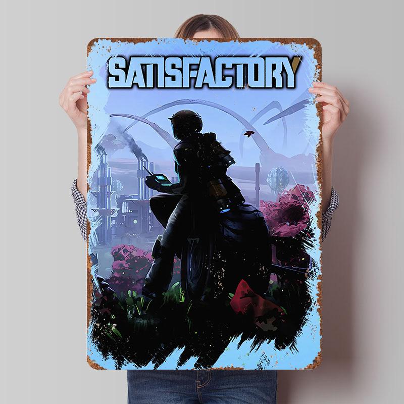 

Satisfactory Game Poster Customized Wall Art Vintage Metal Signs Retro Tin Plaque for Man Cave House Decor Decoration At Home 7.9x11.8In(20x30cm)