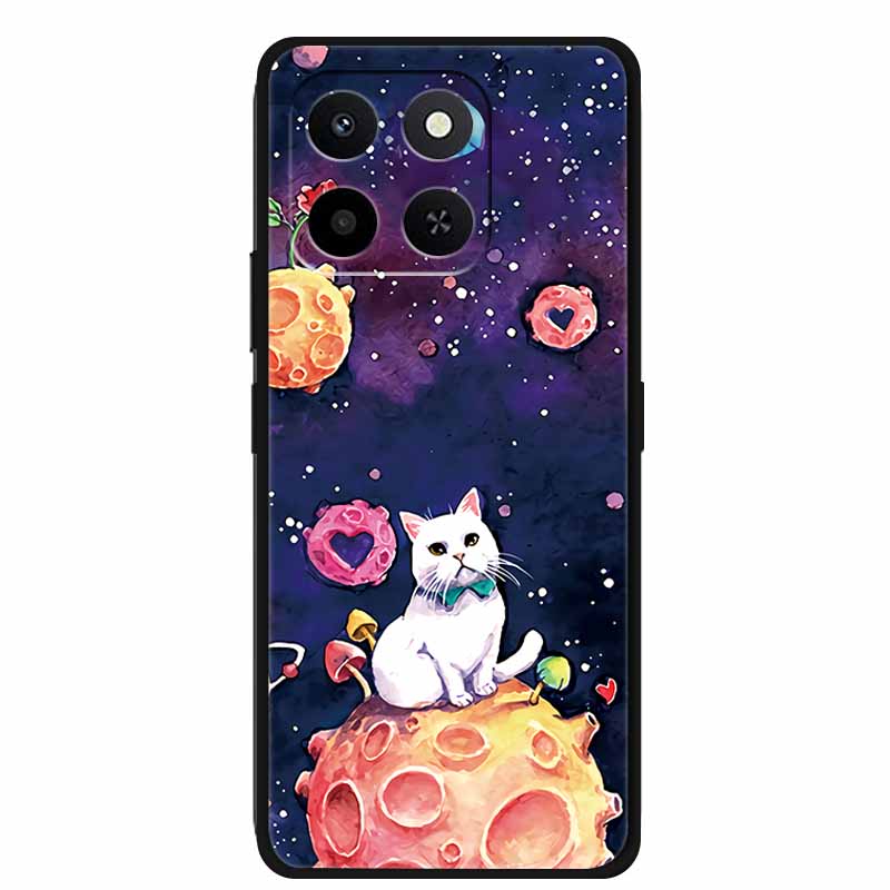 3D Emboss Case For Honor Play 10T 400 Smart 4G 5G Relief Flower Back Cover Black TPU Silicone Soft Case For Honor X7d 4G 5G Para