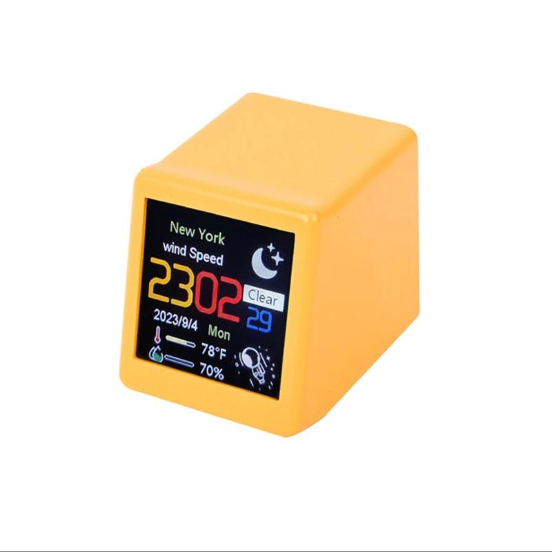 

Smart Weather Station Desktop LED LCD Digital WiFi Clock Weather Temperature Humidity Time Alarm Clock Desktop Decoration жовтий