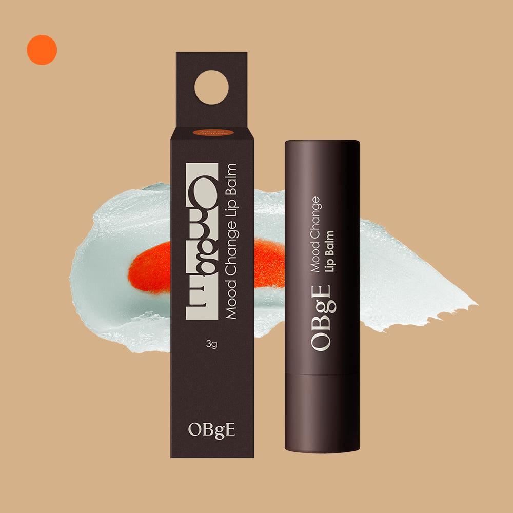 OBge Mood Change Lip Balm | Natural Color Revitalizing for Men | Dual-Core Hydration & Tint | 3g / 0.10 Oz. | [2 Shades: Natural Red / Warm Orange]