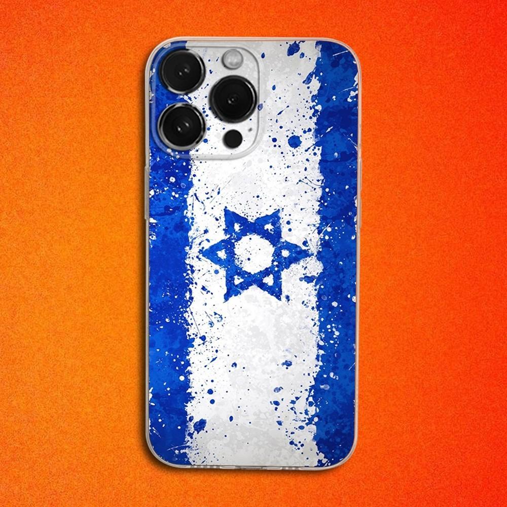 Star David I-Israel Flag Phone Case For iPhone 16,15,14,13,12,11 Plus,Pro,Max,XR,XS,X,Plus,SE,Mini Transparent Soft Cover