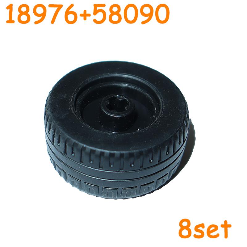 Tire Wheels Car Truck Hub Technical Bricks MOC Motorcycle Building Blocks 30285 18976 55982 55981 89201 92402 58090 35578 56891