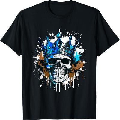 Couronne Roi Crâne Portrait Pop Art Tête Pop Art Coloré T-Shirt