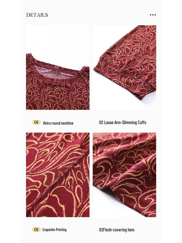 2025 Summer Floral Drapey Mid-Sleeve Plus Size Versatile Women's Clothing