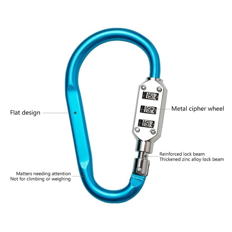 Padlocks for Luggage Aluminum Alloy Locks 3 Dial Digit Resettable Lock Carabiner