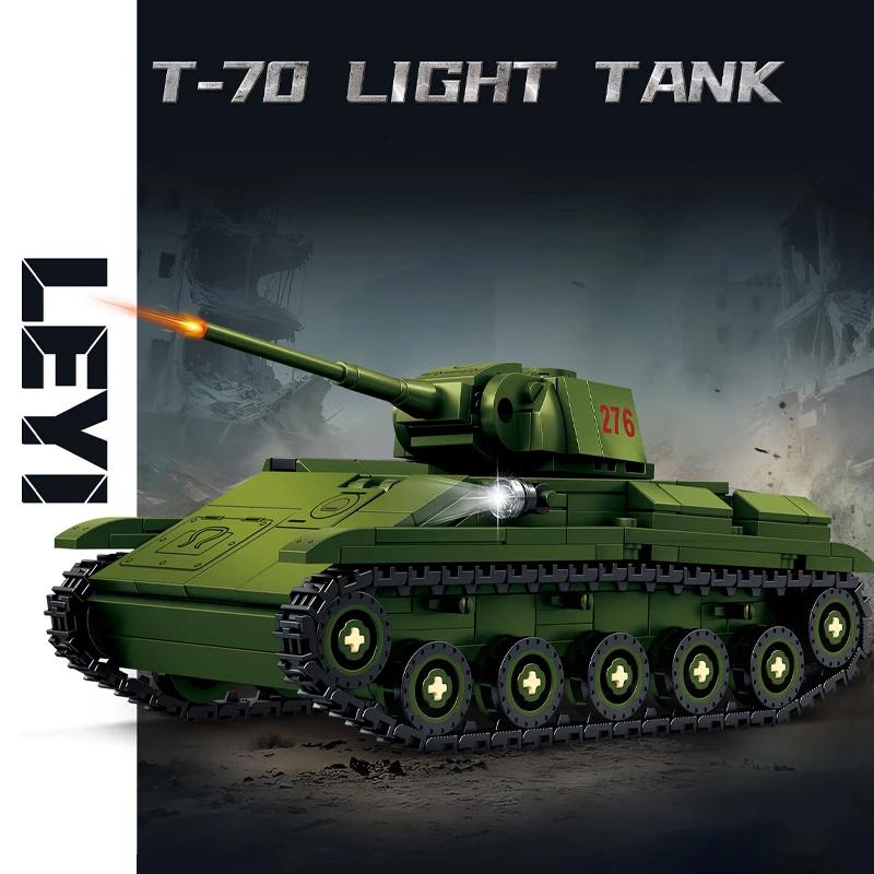Tank Destroyer T-70 Light Tank Puzzle Assembled Building Blocks Soviet Armored Vehicle : Building Block Model Toy