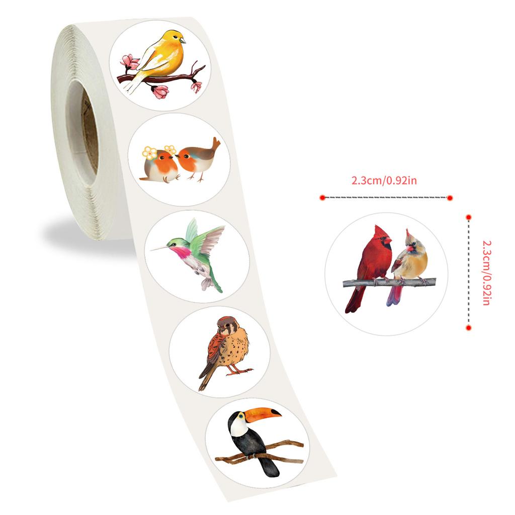 500 Stickers/roll Cartoon Animal Bird Roll Stickers Reward Stickers Creative Handbook Rolls Personalized Tape