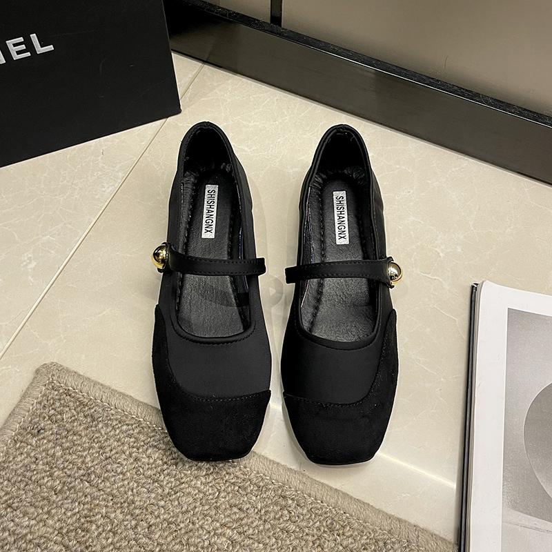 Spring Autumn Elegant Mary Janes Flats Shoes Women Black Buckle Strap Shallow Casual Ballet Shoes Ladies  Canvas Loafers