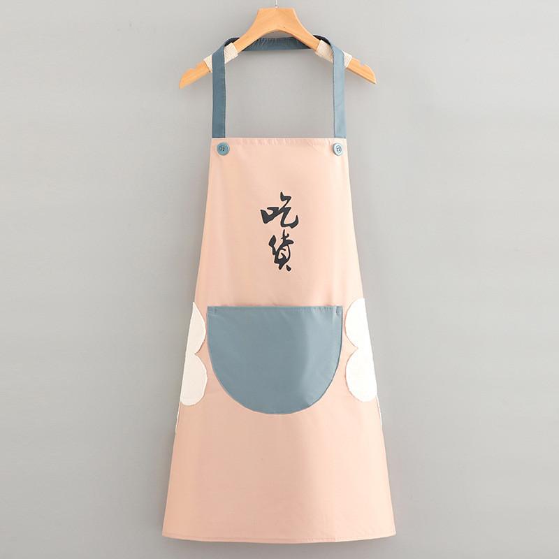 Chinese Chef Foodie Character Print Apron Oil Resistant Stain Proof Big Pocket