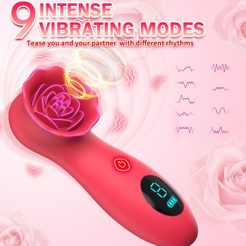 9 Modes Rose Vibrator Clitoral Stimulator for Women Smart LED Display Adult Sex Toys Powerful Female Teasing Mini Massager