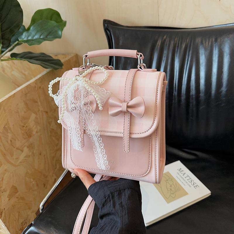 

Рюкзак с бантом женский летний новый простой высокоценный на плечо розовый