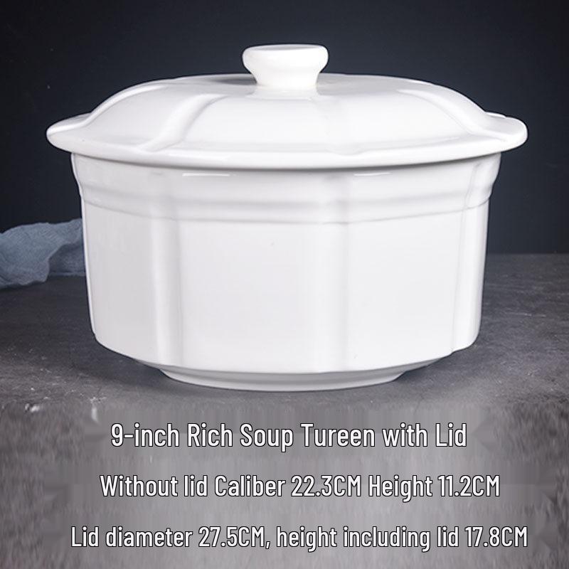 Pure White Ceramic Stew Pot with Lid - Large Double Boiler for Soups, Bird's Nest, Sugar Water, and Steamed Egg Dishes