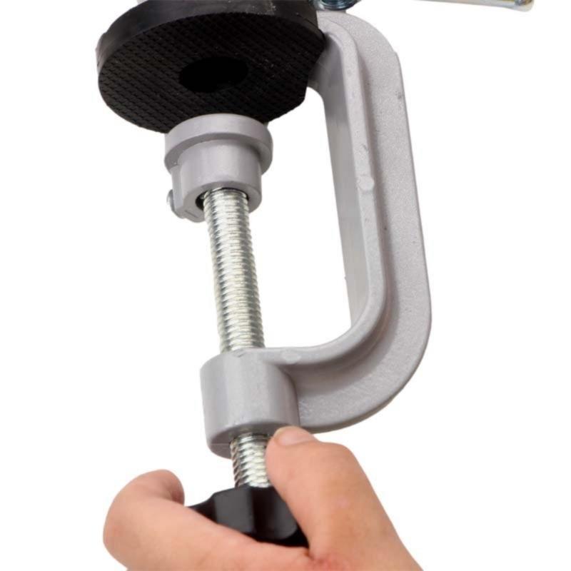 Drehbarer Mehrpositions-Schraubstock mit Bohrerhaltern, Hochleistungs-Stahlklemme für Holz-, Metallbearbeitungs-DIY-Projekte