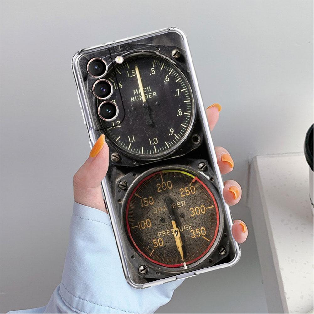 Clear Case For Samsung Galaxy S22 S20 FE S21 S23 Plus Note 20 10 Phone Shell Aviation Aeroplane Helicopter Cockpit Instrument