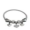 DIY Beaded Bracelet With Heart Charm Alloy Glued Crystal Spring Bangle Cross Over Diamond Ball Design