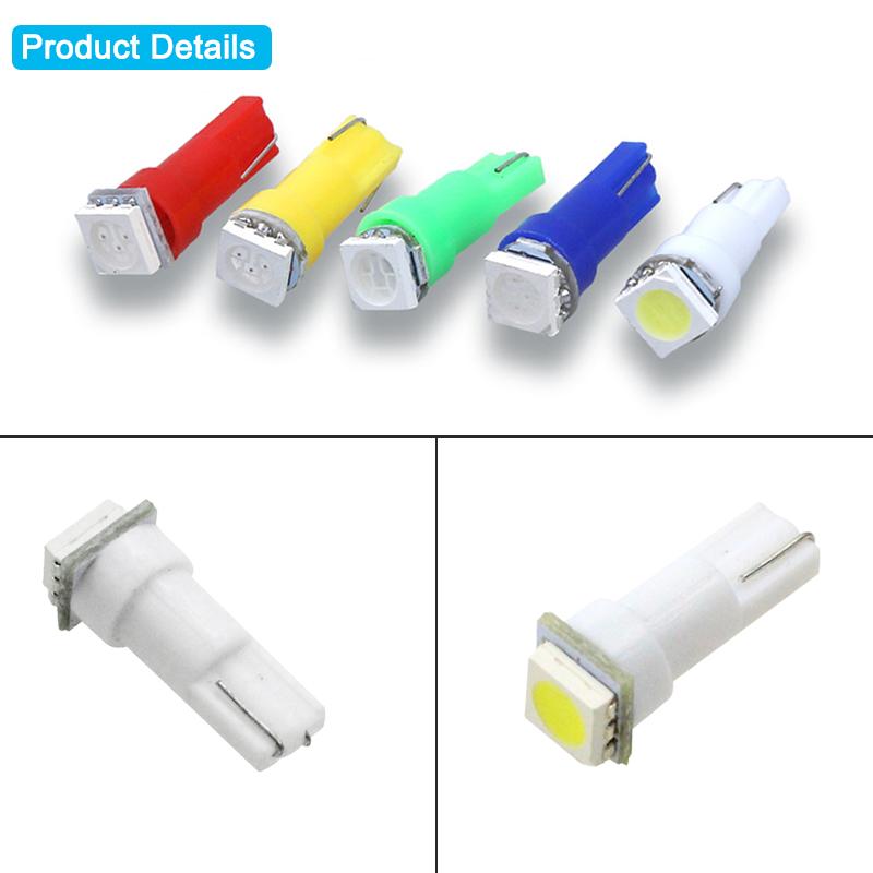 10 PCS T5 74 LED Bulbs 12V 5050 1-SMD 7000K White Car Interior Maps Dashboard Instrument Panel Gauge Cluster Indicator Lights