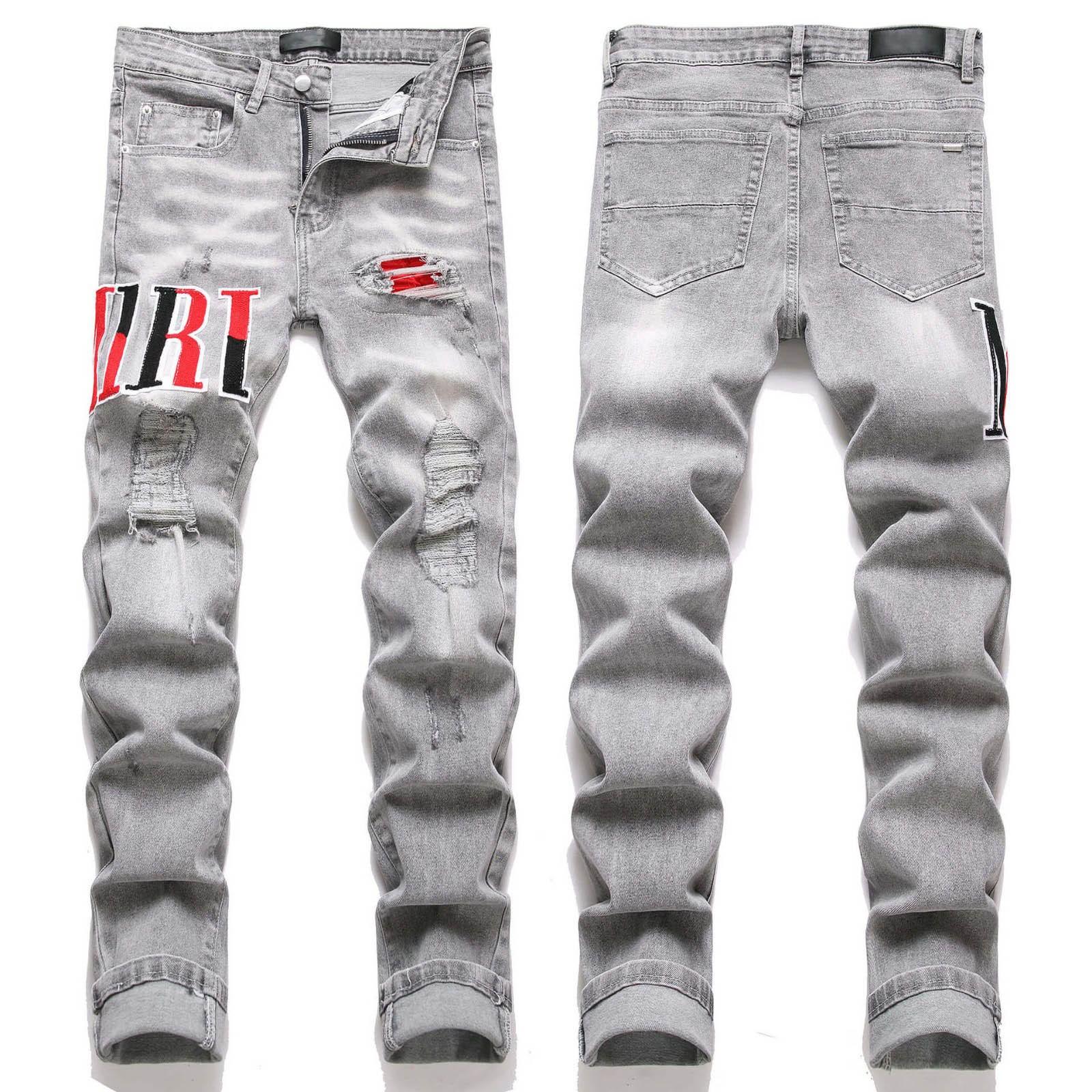 Джинсы Denim Street Youth Trendy Jeans Stretch с вышитыми отверстиями, узкие мужские джинсы 36
