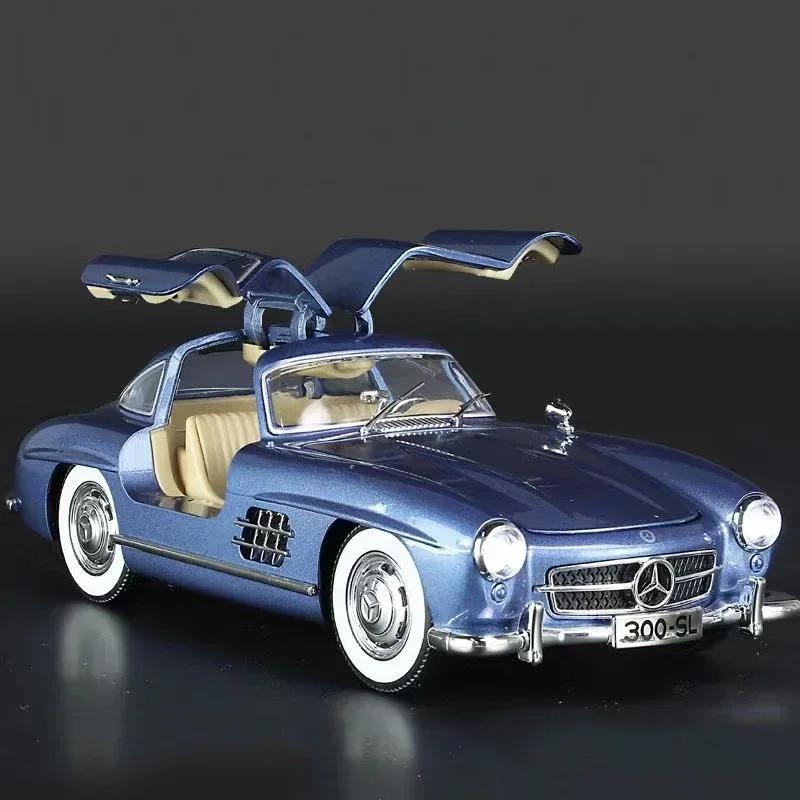 1:24 Mercedes Benz 300SL Alloy Classic Vintage Car Model Car Model Diecast Metal Pull Back Sound Light Car Fashionable Ornaments