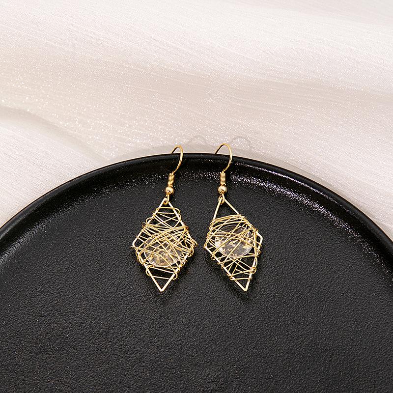 INS Girly Heart & Star Geometric Long Earrings - Simple, Versatile Ear Hooks