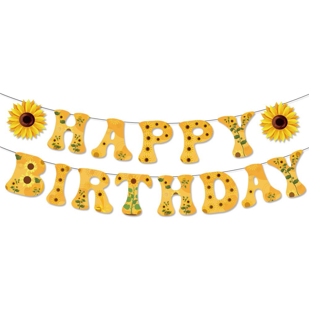 Sunflower Theme Letter Banner For Party Decor With Paper Material For Event Celebrations