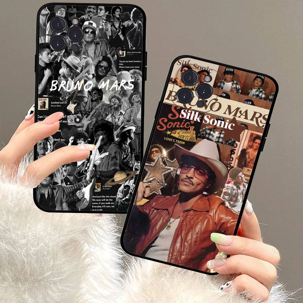 B-Bruno M-Mars Singer Phone Case For Iphone 17 16 15 14 13 12 11 Pro Max Plus Black Shell Cover Case